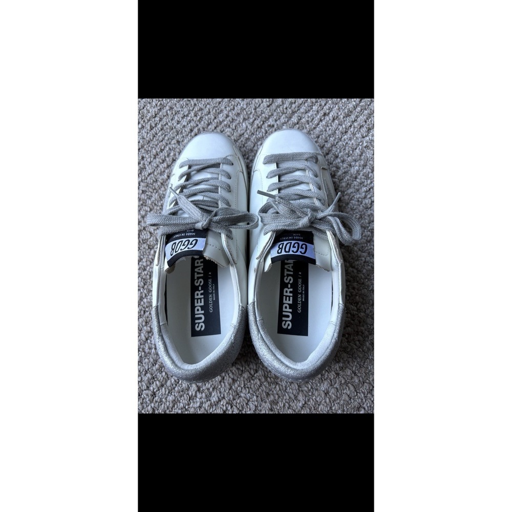 Golden Goose EU 38 US 8 Womens Sneakers White Gray Leather Star Glitter Effect - Picture 7 of 7